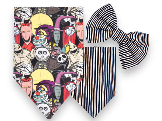 Townspeople of Halloween Bandana / Skellington Stripe Bow Tie or Sailor Bow