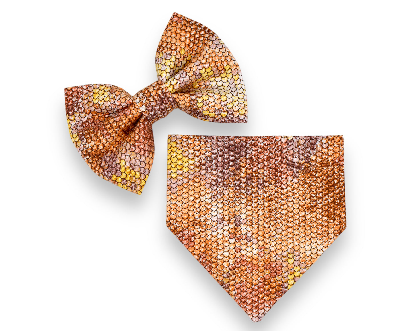 Dragon Fire Bandana / Dragon Scale Bow Tie or Sailor Bow