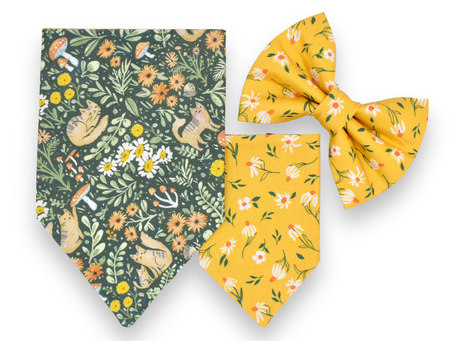 Forest Felines Bandana / Make My Daisy Bow Tie or Sailor Bow