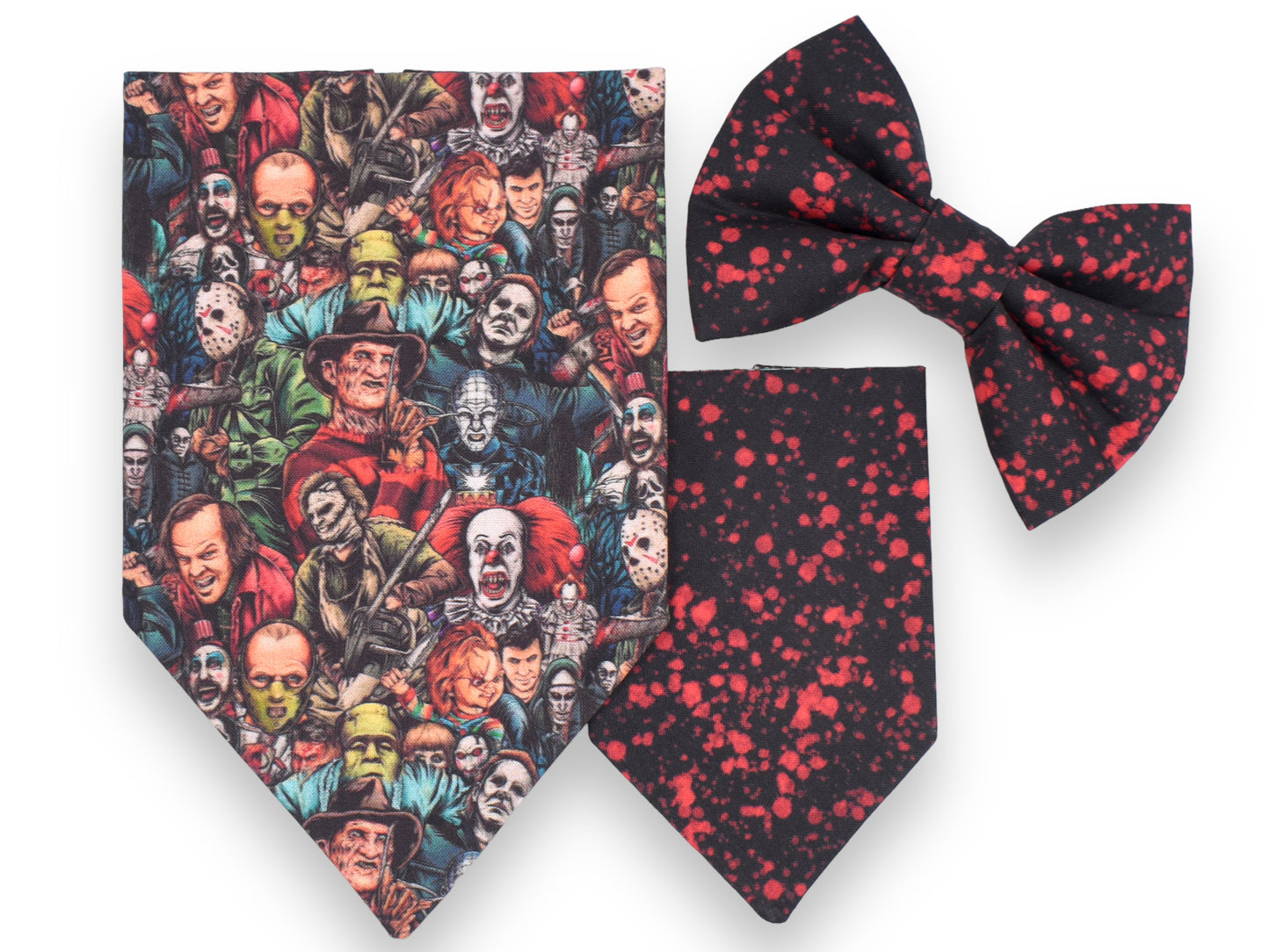 Horror Horde Bandana / Splatter Pattern Bow Tie or Sailor Bow