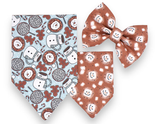 Frosty’s Cocoa Bandana / SnowMallow Bow Tie or Sailor Bow