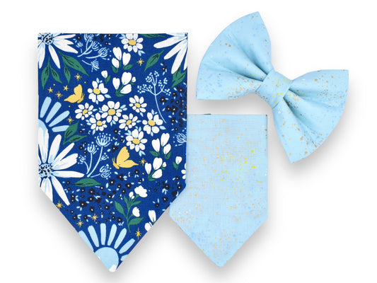 Twilight Bandana / Shattered Aquamarine Bow Tie or Sailor Bow